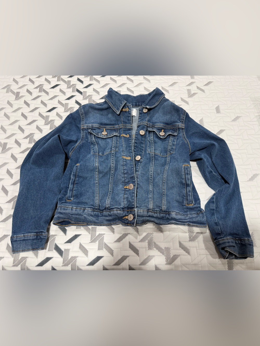 Old Navy Medium Blue Denim Jacket with Contrast Stitching